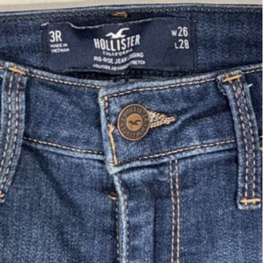 Hollister‎ Mid-Rise Jean Leggings Women’s Sz 3R W26 L28 Dark Wash Stretch Denim - Picture 5 of 8